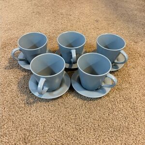 Set of 5 IKEA Stoneware Teacups and Saucers